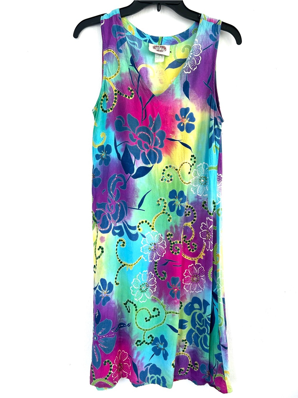 Sleeveless Women’s Peppermint Bay Tie Dye Multicolored Sleeveless Sequins Dress - Picture 2 of 7